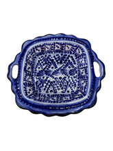 Cargar imagen en el visor de la galería, Charola Arrocera de Talavera Azul con blanco