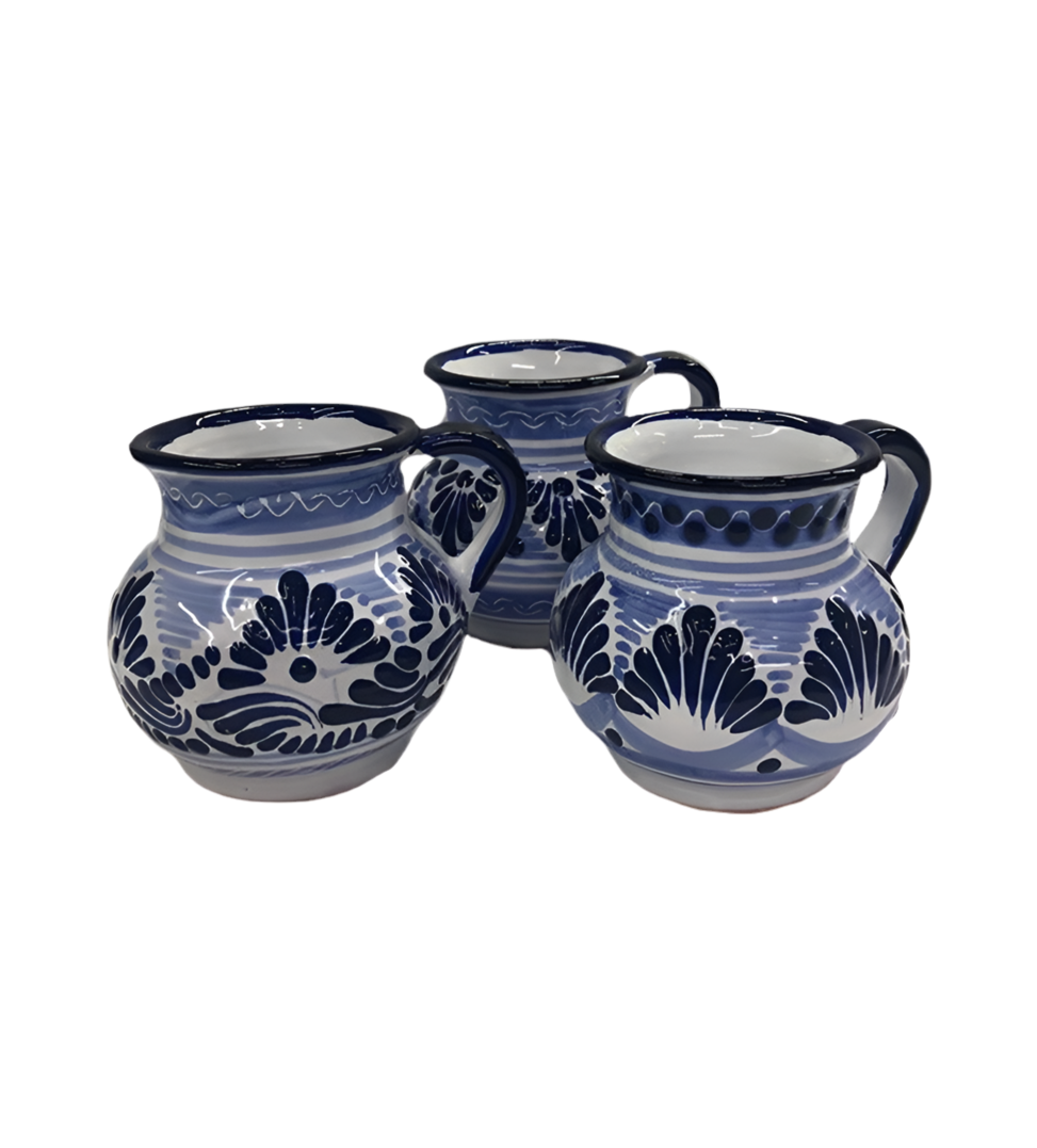 Jarro para café azul con blanco
