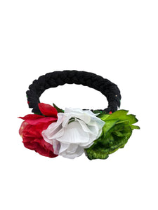 Trenza con flores tricolor