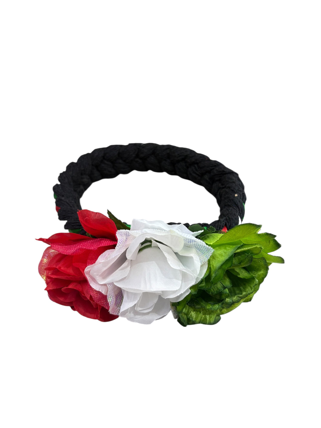 Trenza con flores tricolor