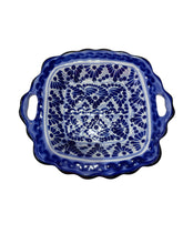 Cargar imagen en el visor de la galería, Charola Arrocera de Talavera Azul con blanco
