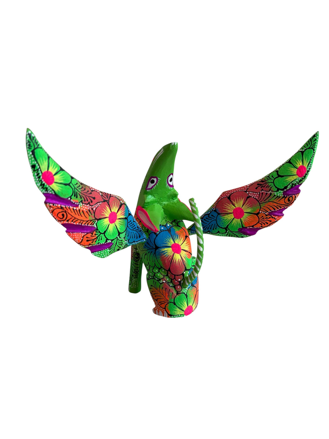 Lobo con alas mediano flores