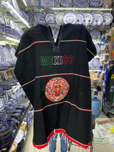 Cargar imagen en el visor de la galería, Jorongo negro tricolor con Calendario Azteca
