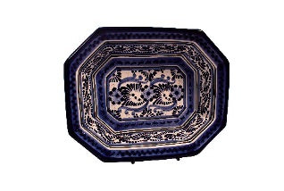 Refractario de talavera en azul con blanco