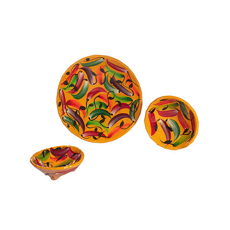 Set de bowls 3 piezas para botanas, Chiles Mexicanos
