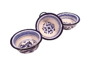 Juego de 3 botaneros azul con blanco