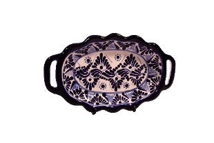 Charola rabanera azul con blanco